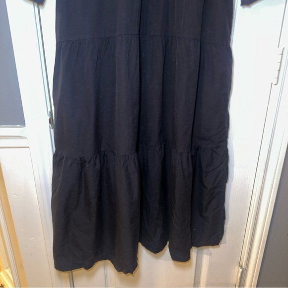 Everlane The Tiered‎ Mockneck Dress Cotton Knee Length Black Size Small - Picture 10 of 15